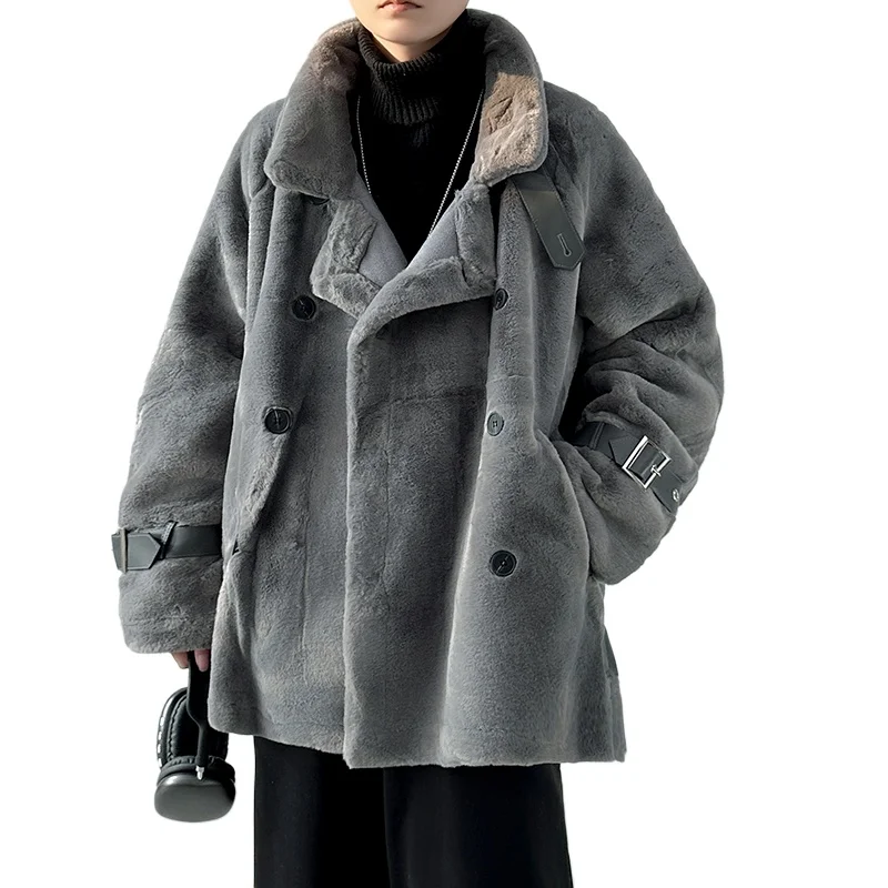 เสื้อแจ็คเก็ตขนสัตว์คอสูงแบบใหม่สำหรับฤดูใบไม้ร่วงและฤดูหนาว  แบบหนาและอุ่น สีพื้น เสื้อโค้ทผู้ชาย  ทันสมัย หนาและอบอุ่น สไตล์เรโทร  แจ็คเก็ตผ้าฝ้าย