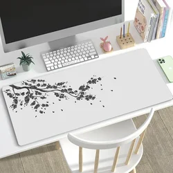 Japanese Style Pink Sakura Mouse Pad Black White XXL Gaming Office Mats Large Desk Mat Torii Art Rugs Laptop Gamer Table Cushion