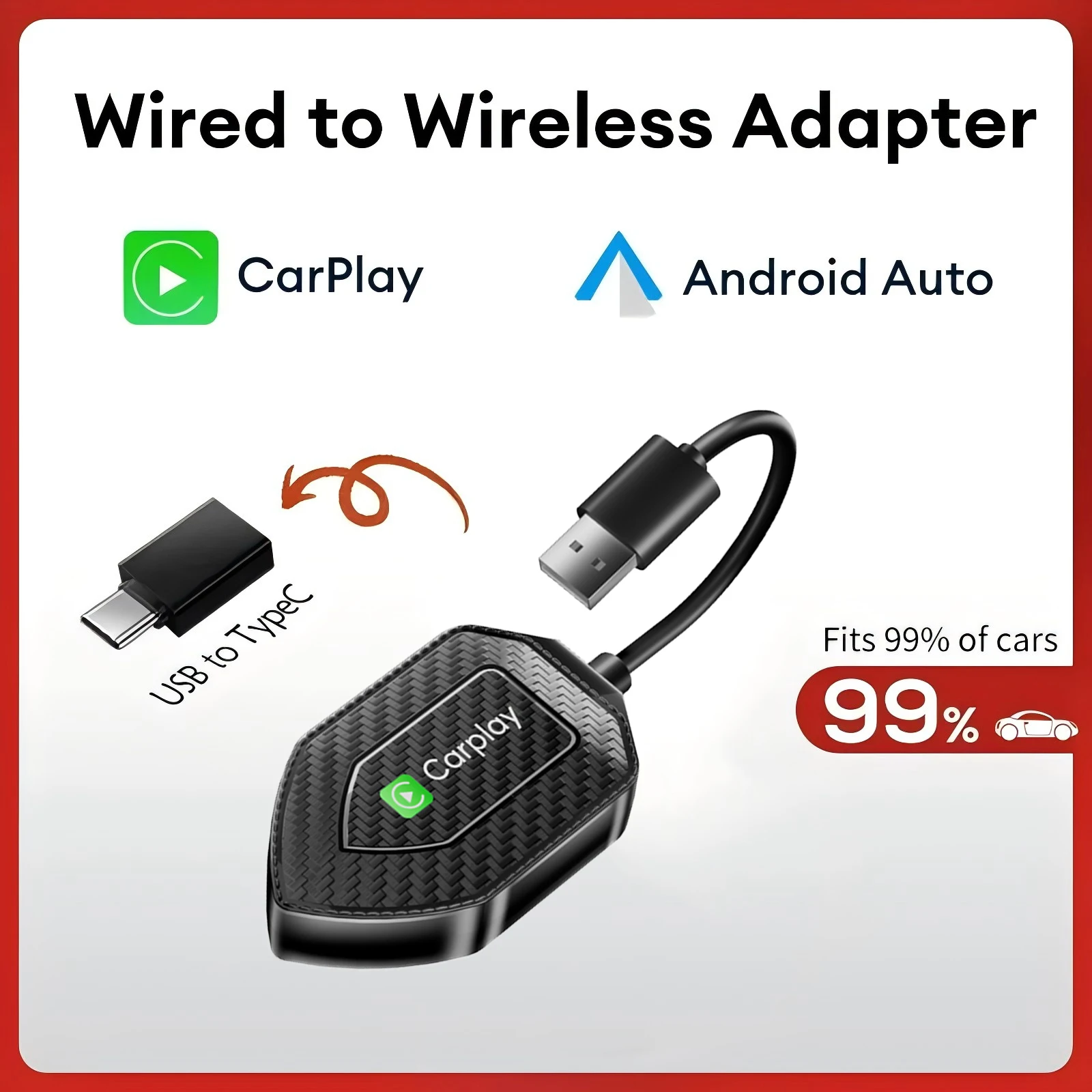 2 In1 Carplay Android Auto Mini Box Wireless Carplay Adapter Wired to Wireless Carplay For Android Phone Plug And Play Auto Conn