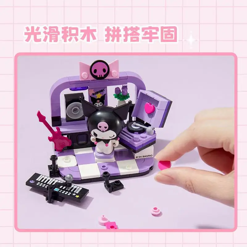 Sanrio DIY Assembly Model Building Block Toys Hello Kitty Kuromi My Melody Cinnamoroll Pochacco Cute Cartoon Doll Ornaments Toys