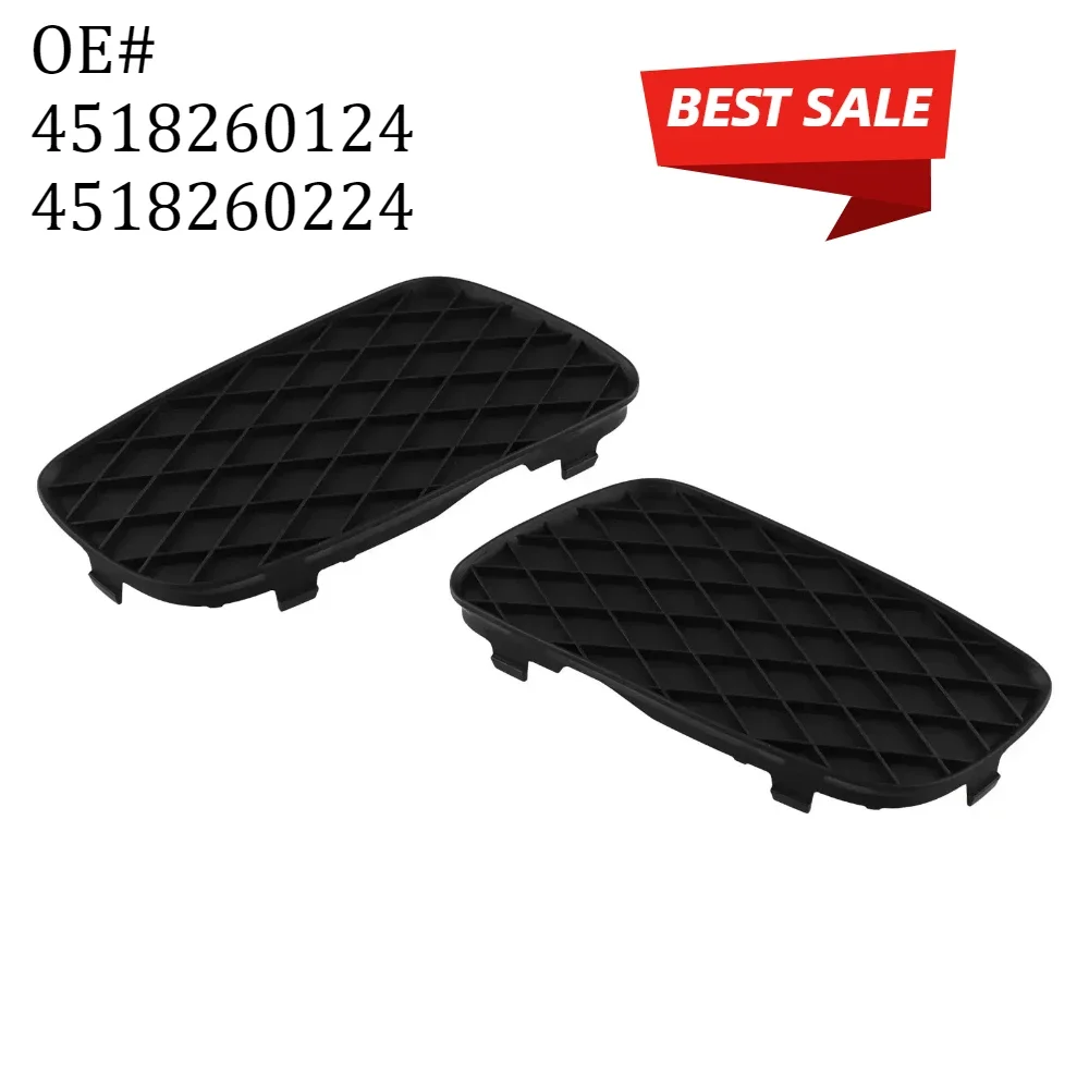 2pcs Front Lower Bumper Grille Fog Lamp Cover For Smart For Fortwo 451 2008-2012 4518260124, 4518260224 ABS Car Accessories