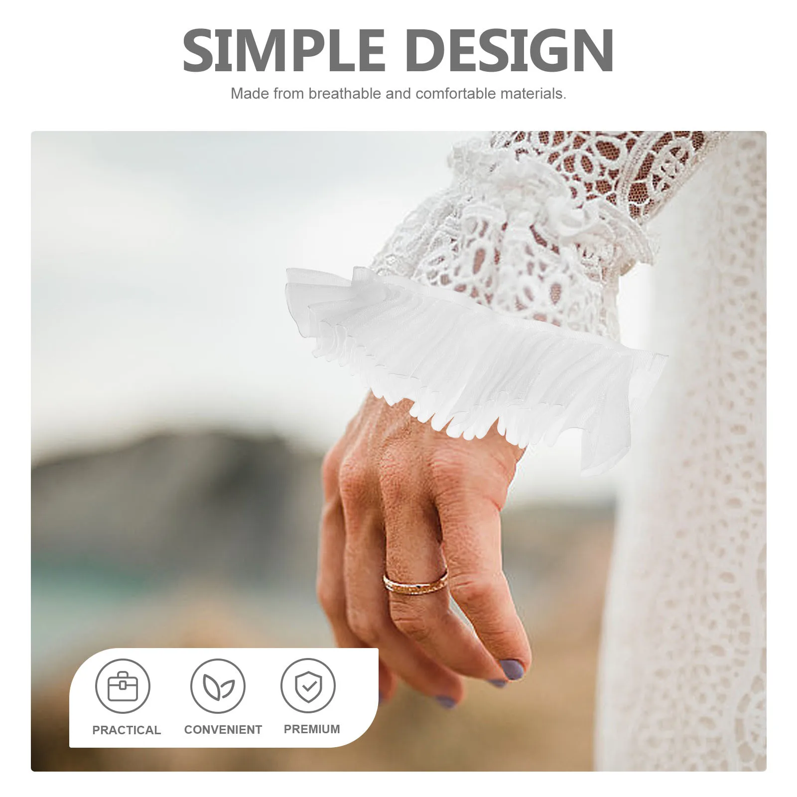 

Sleeves Detachable Shirt Cuffs for Bangles Women Polyester Wrist Ruffles