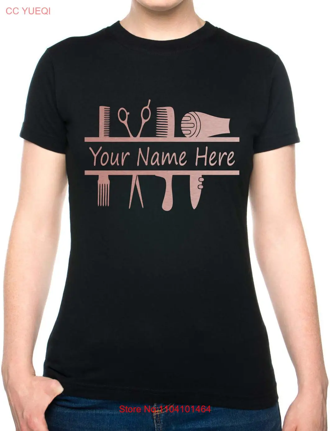 女性のためのパーソナライズされた美容師のTシャツ,あなたの名前,ヘアスタイリストのための作業服