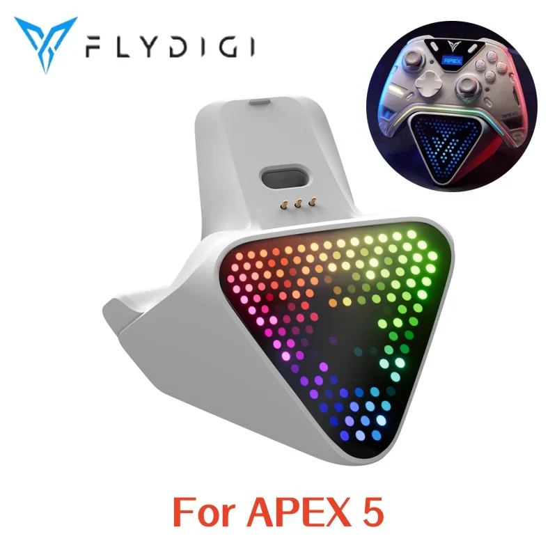 Flydigi Apex 5 2Pro White RGB Charging Base, Dudukan Pengisian Daya Resmi dengan Lampu
