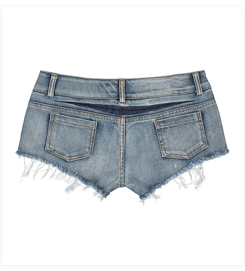 

Women Short Hot Pants Jeans Slim Fit Low Waist Irregular Pockets Sexy Tassels Denim Shorts Button Fly Party Summer 2025