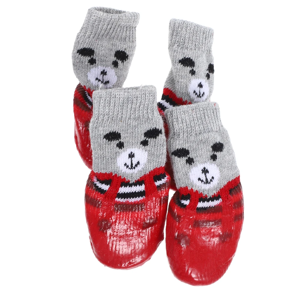 

4 Pcs Waterproof Anti-slip Dog Socks Breathable Cotton Cartoon Durable Pet Shoes Small Dogs Indoor Outdoor socks for dog pet