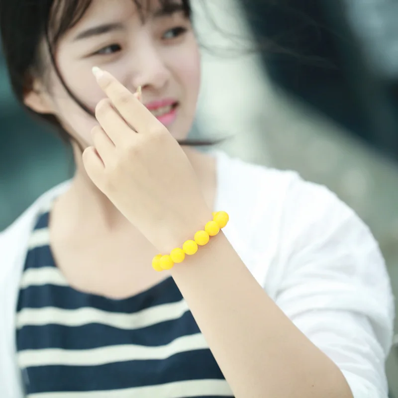 Second-generation chicken oil yellow old women, white bracelet for men, beads, blood amber