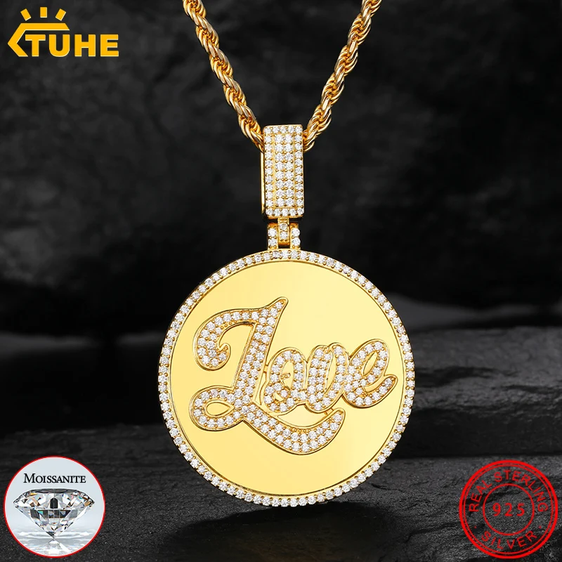 High Quality Round letter  Pendant Silver 925 Moissanite Iced Out Pendant For Men Hip Hop Jewelry Gifts