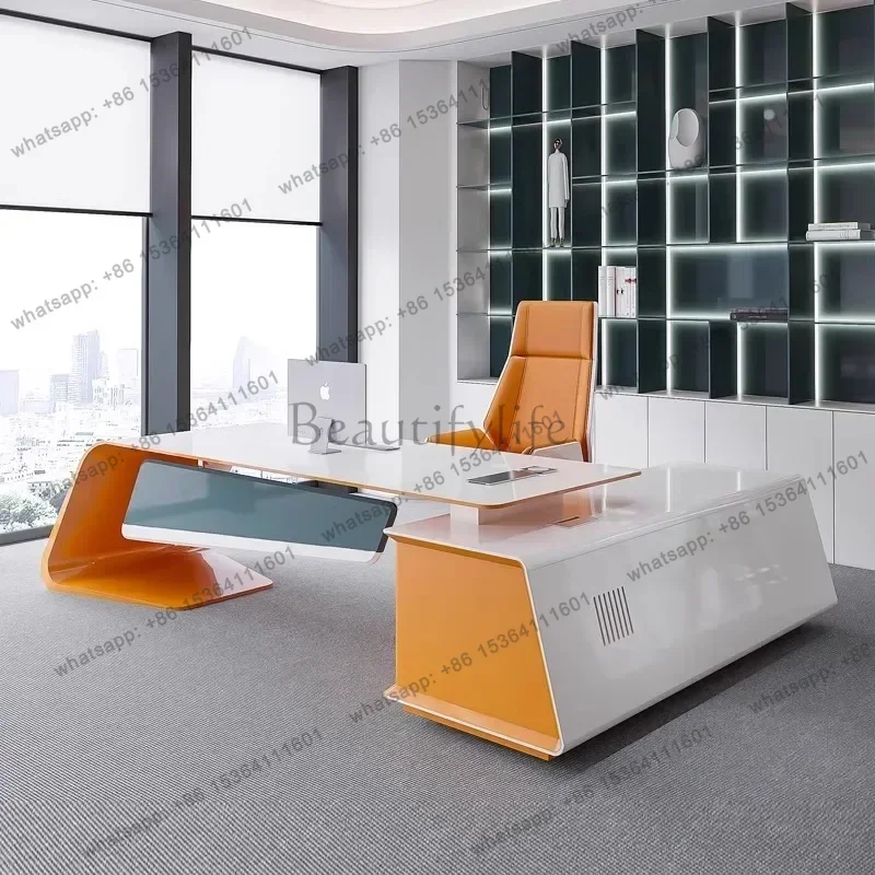 LJY Modern luxury paint boss desk Motion Computer desk office table computer desks Office Furniture gaming tables 200 240 280 cm