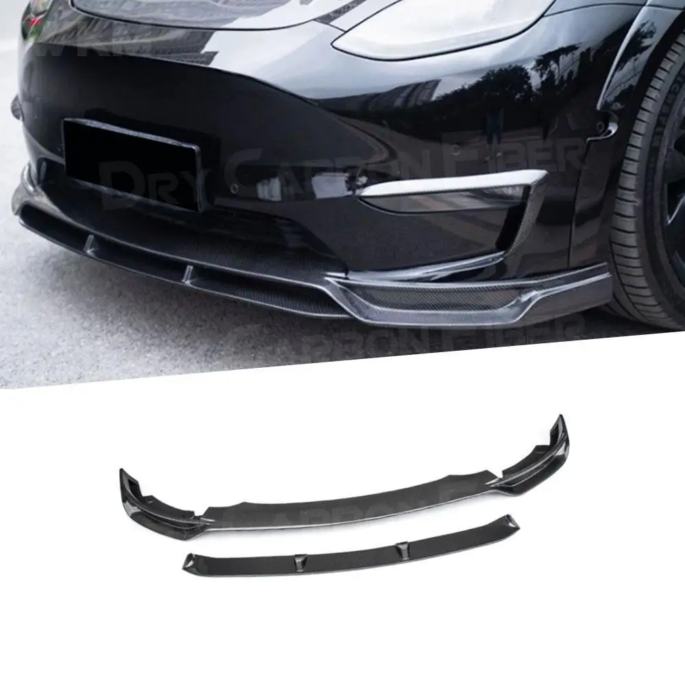 

Carbon Fiber Car Front Bumper Lip Protect Guard For Tesla Model Y Fiber Glass Front Lip Spoiler Splitter Chin Lip Body Kit