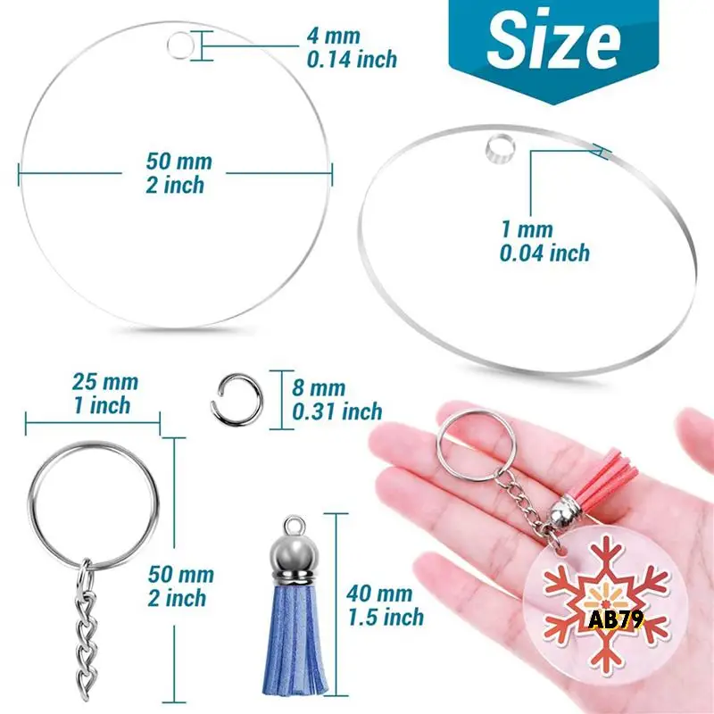 1750 sztuk akrylowe przezroczyste półfabrykaty breloków do winylu z półfabrykatami, frędzlami, pierścieniami do skoków, breloki do kluczy dla majsterkowiczów brelok do kluczy Craft