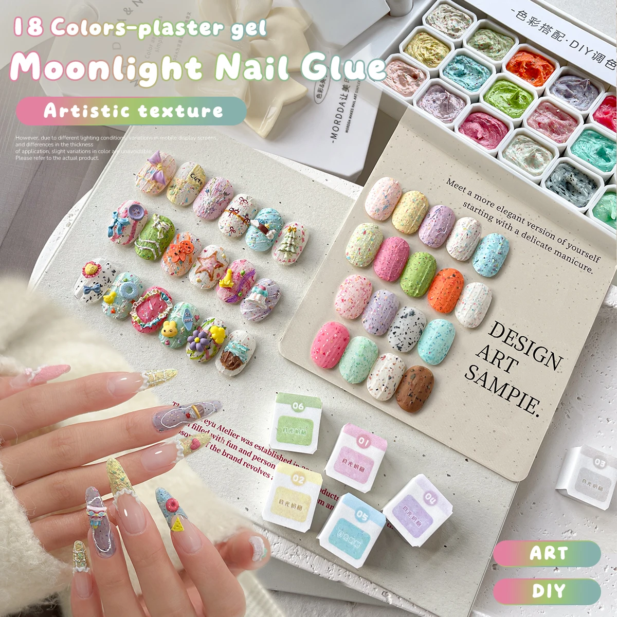 

18pcs MORDDA Artistic Plaster Gel Moonlight Nail Glue Set,Salon Quality DIY Nail Art Kit,Soak Nail Gel Professional Manicure