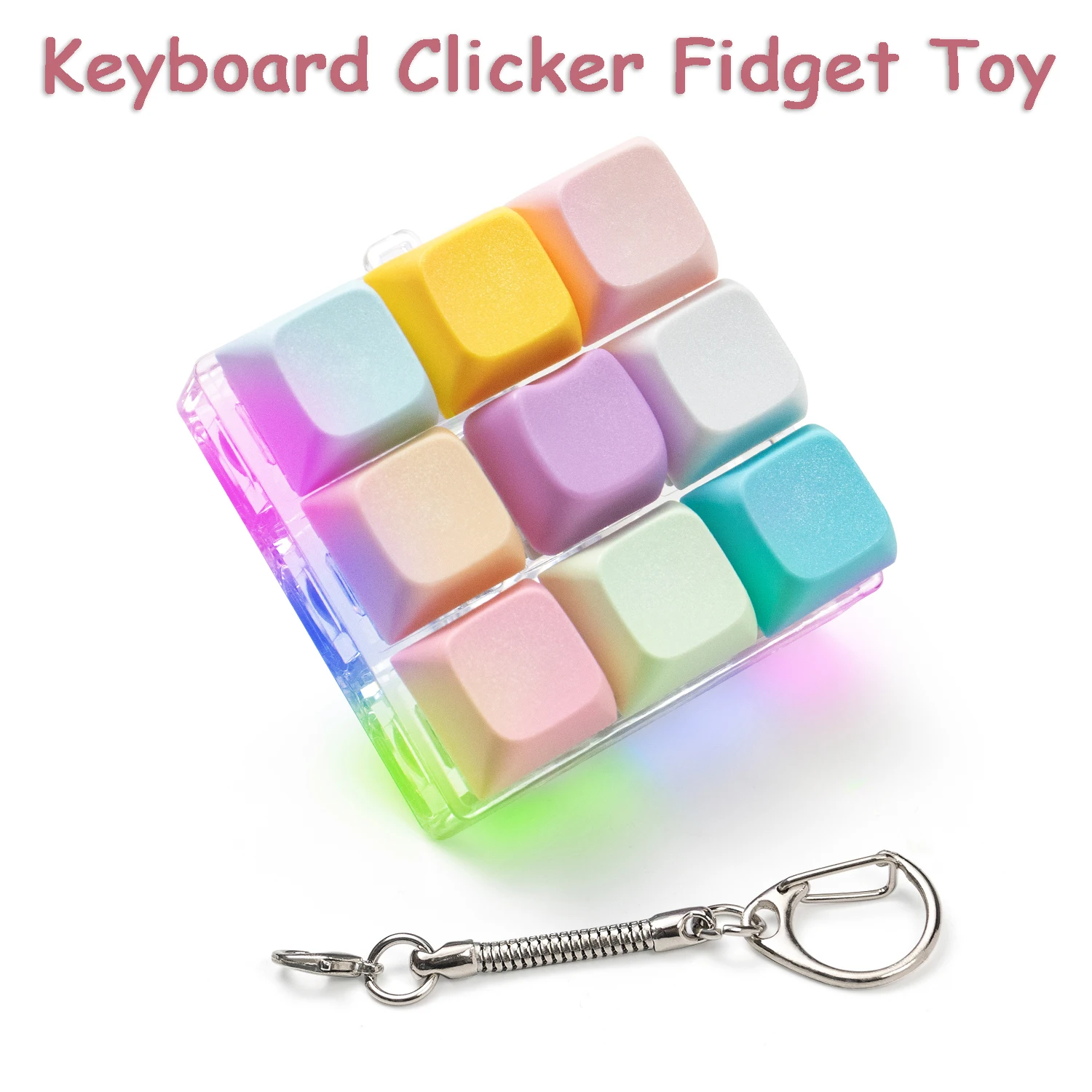 Juguete Antiestrés de Teclado, Llavero Fidget con Botón de Luz LED, Clicker de Teclado, Juguete Antiestrés para Adultos, Alivio del Estrés