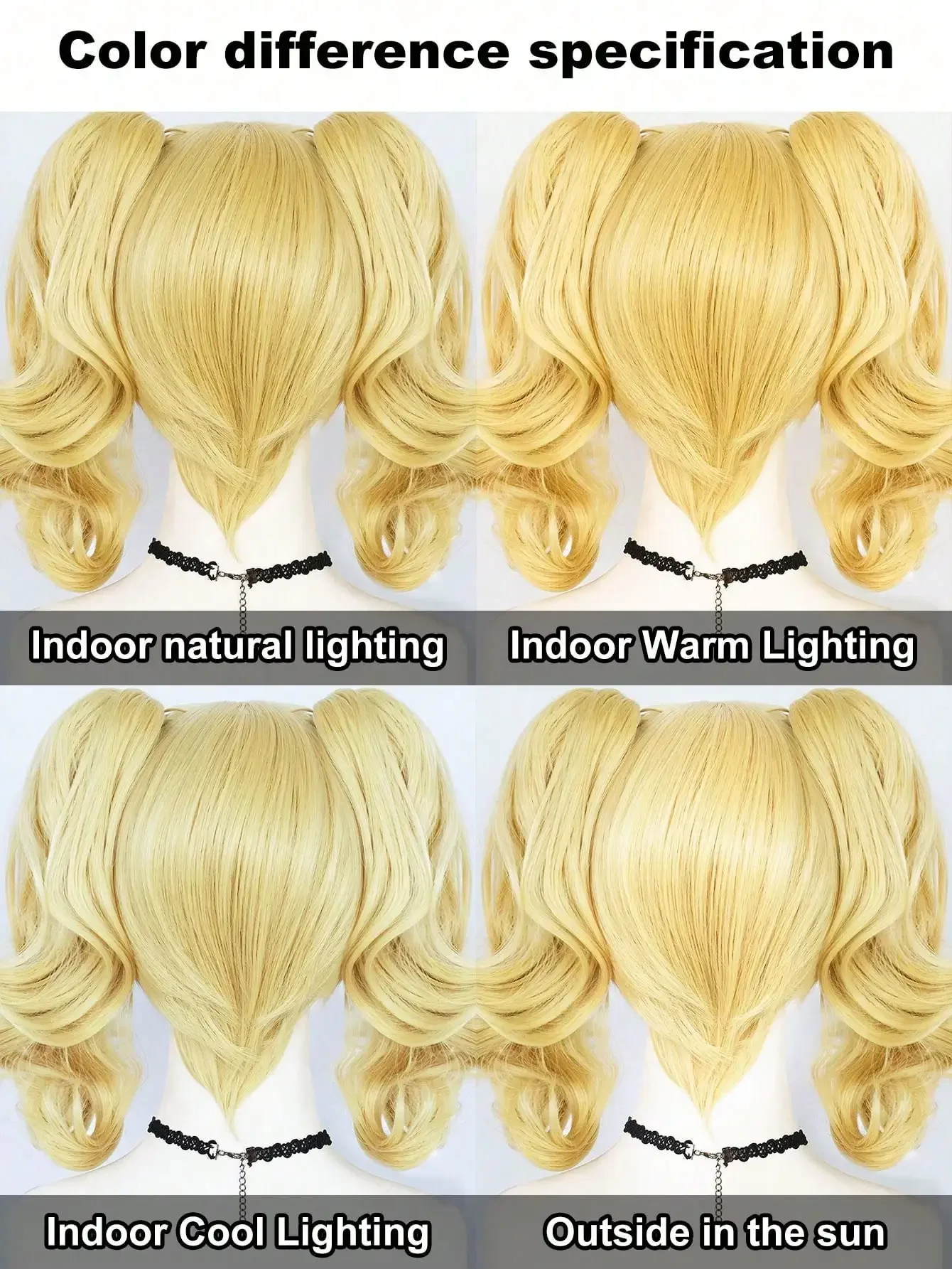 Perruques blondes de 14 pouces avec frange et 2 queues de cheval pour une utilization en fête perruque Bob droite per