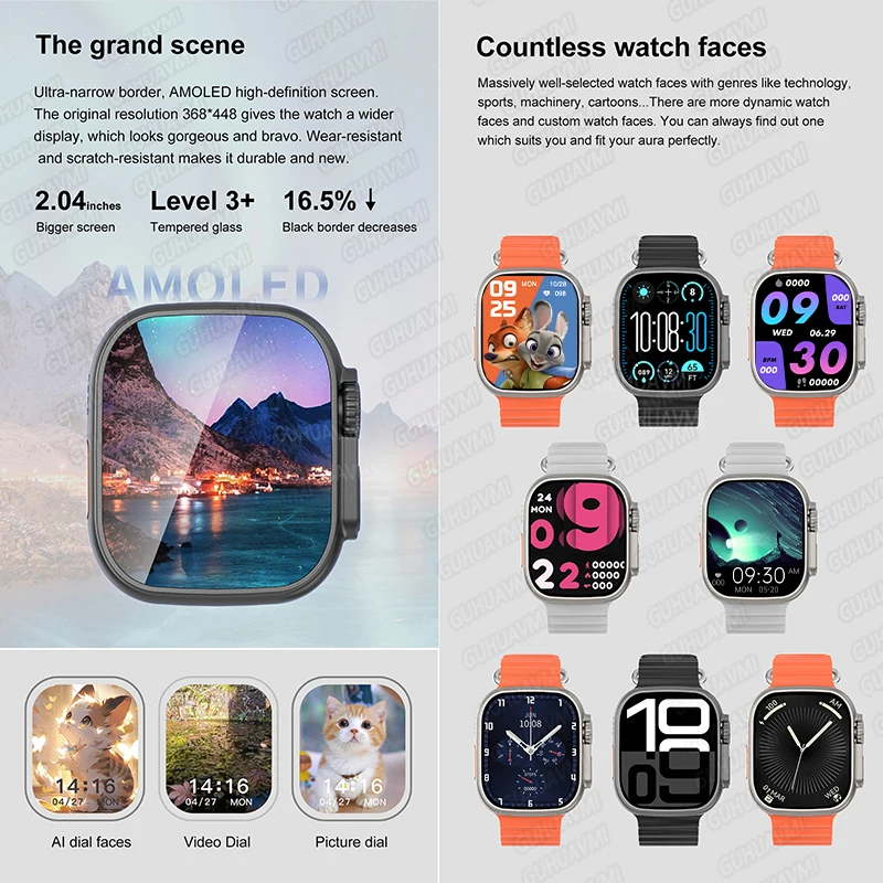 DT Ultra 3 Smartwatch Amoled Screen 4GB MP3 MP4 Player Bluetooth Network Sharing APP Store ChatGPT Smart AI Watch Men Sportwatch