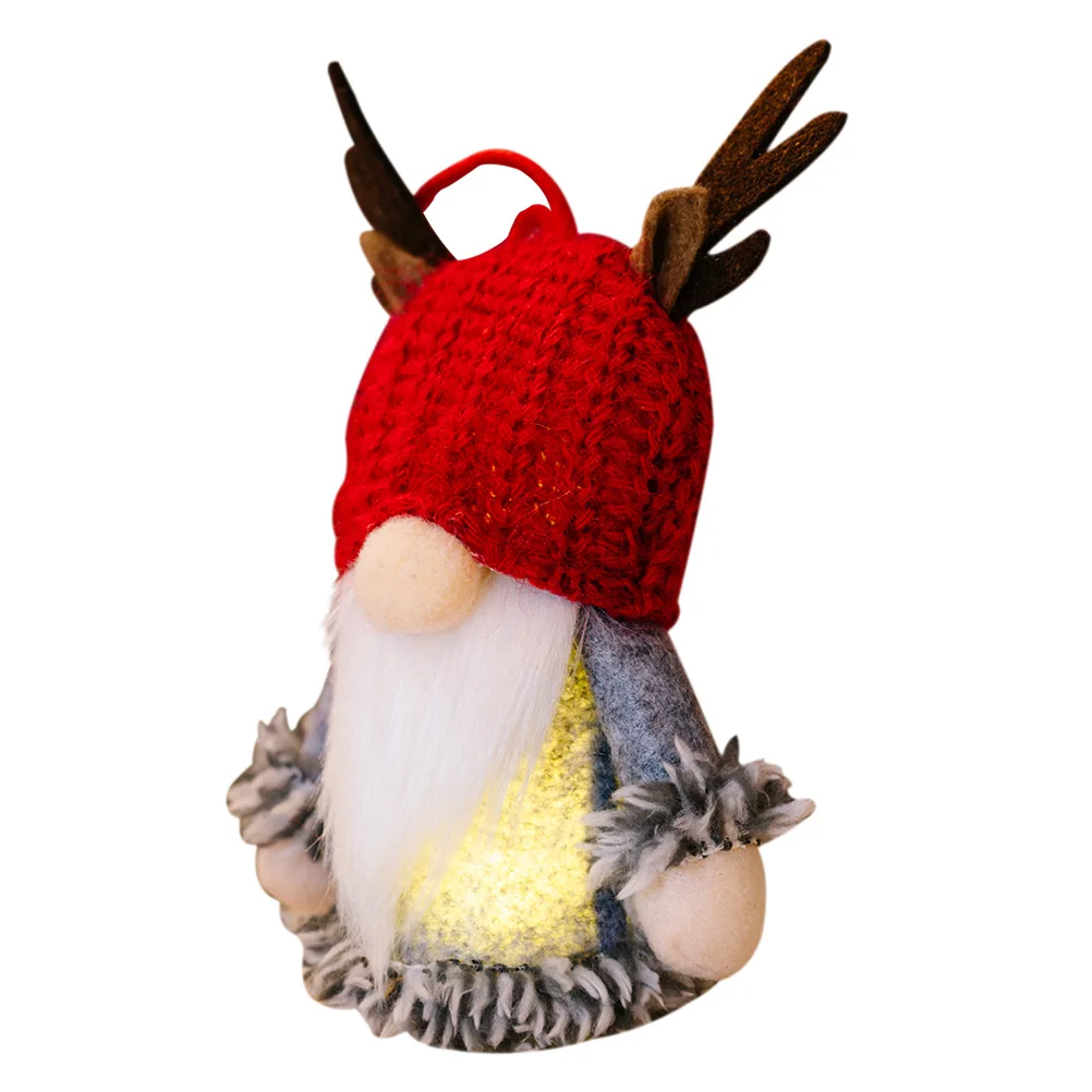 

Adorable Cotton Hanging Gnome Ornament With Light Christmas Rudolph Pendant Festival Party Decor Xmas Tree Wall Fireplace