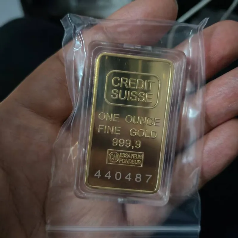 1pcs Copy 1 OZ Gold Bar Suisse Gold Bullion Bar 24K Gold Plated Ingot Sussie Gold Plated Bullions