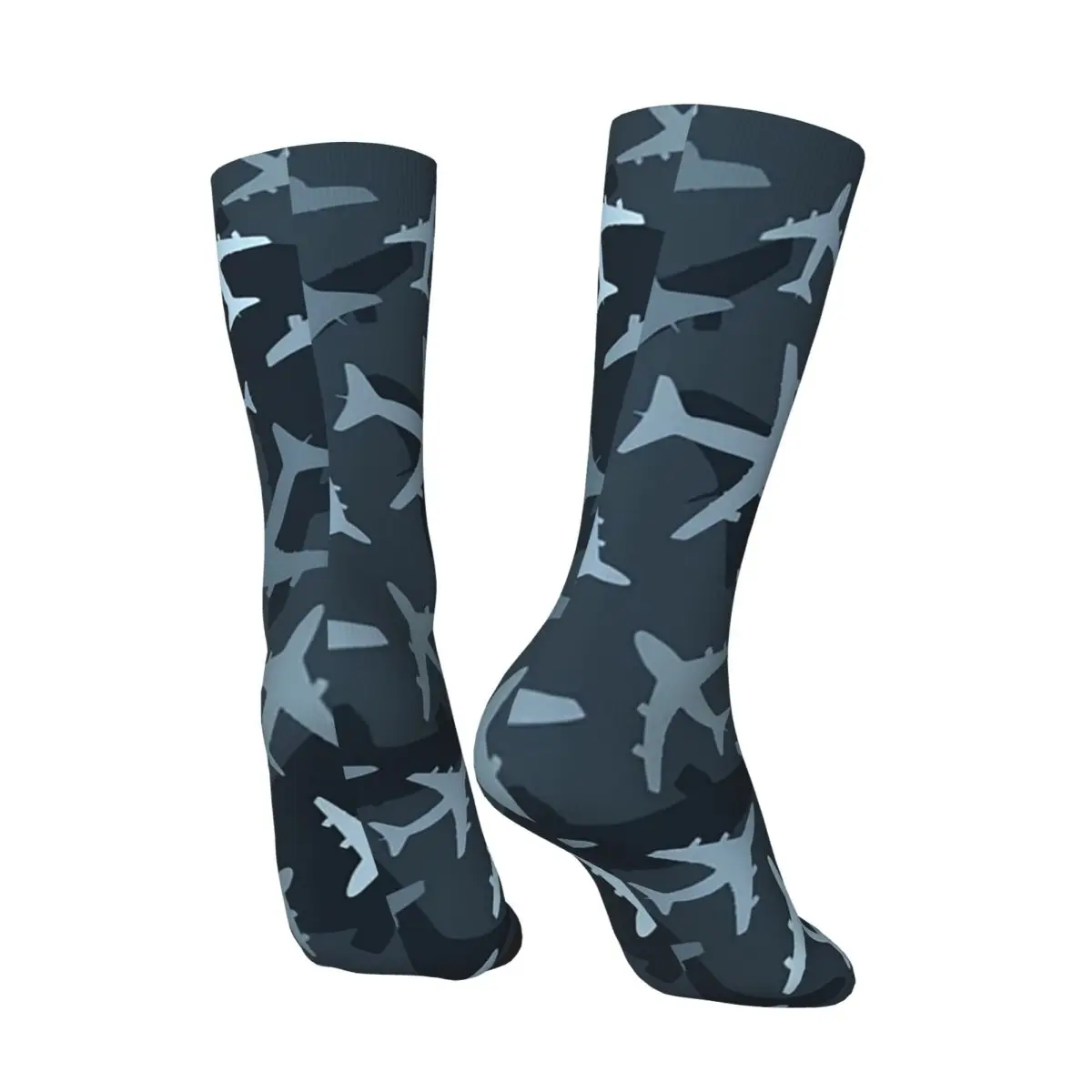 All Seasons Random Airplanes Pattern Aviation Fighter Pilot Socks Harajuku Crew Socks Stockings for Men Women Valentine's Day