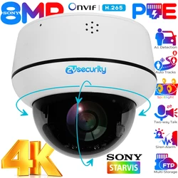 4K 8MP PoE PTZ Dome IP Camera Outdoor Auto Tracking Human/Vehicle Detect Wired Home Security Camera Indoor 2-way Audio CCTV Came