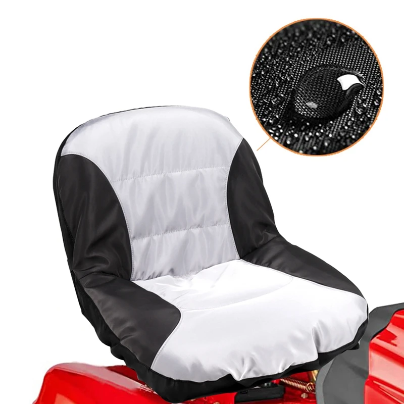 Universal Riding Lawn Mower Tractor Seats Cover Padded Comfort Pad Storage Pouch Lawn Mower Accessories Black+Gray