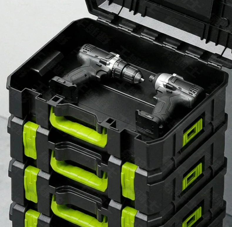 DGEV Multifunktionaler Stapelbarer Werkzeugkasten-Set mit Großer Kapazität, Große Verbreiterte Aufbewahrungsbox für Hardware – Detail 6