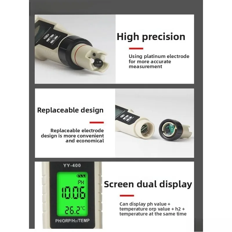 Water Hydrogen Content Testing Pen, High-precision & Durable, Reliable Tester for Negative Hydrogen Ion & Concentration Check