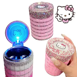 Kawaii Sanrios Hello Kitty Rhinestone Ashtray Smoking Weed Accessories Desk Cigarettes Tobacco Office Car Ashtrays Gift