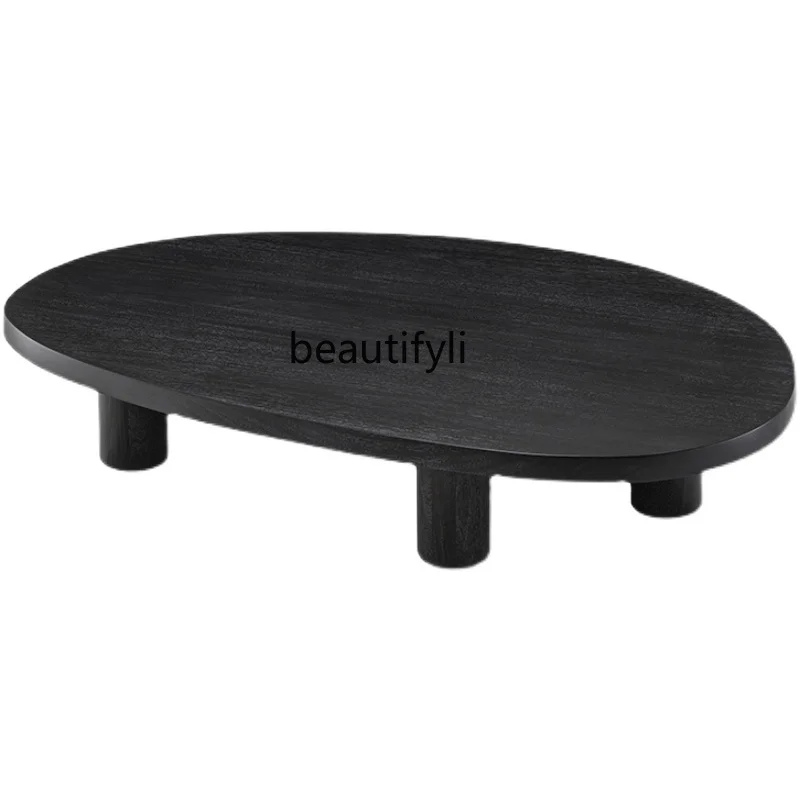 

Nordic Modern Minimalist Solid Wood Pattern Tea Table Small Apartment Triangle Oak Black Combined Scented Tea Tea Table