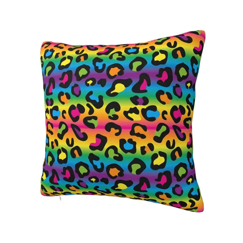 Colofrul Rainbow Leopard Throw Pillow Case Home Decorative Modern Cushions Cover For Sofa Chair Square Polyester Pillowcase