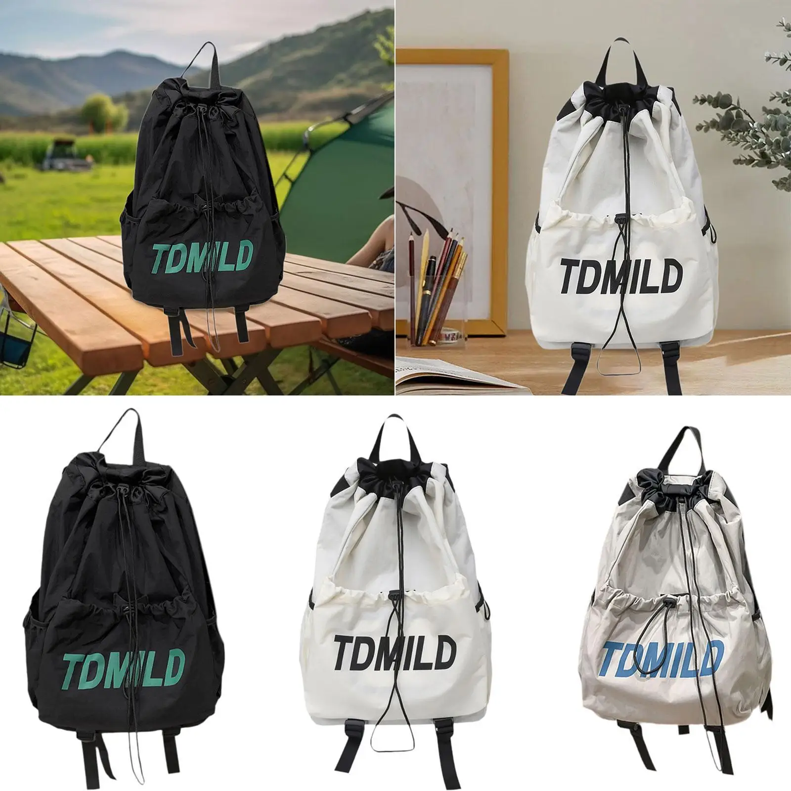 

Drawstring Backpack Portable Water Resistant Fashion Nylon Gym Sack for Yoga Gym