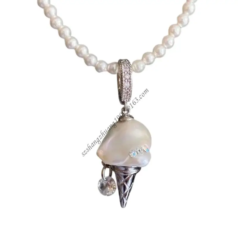 Q6RB فريدة من نوعها آيس كريم سحر اللؤلؤ لهجة سلسلة المجوهرات النحاسية قابلة للتعديل للارتداء اليومي والحفلات