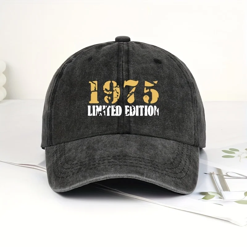 Винтажная бейсболка 1975 года, лимитированная серия, в стиле ретро, подходит для повседневной носки и занятий спортом, с эффектом потертости и культовым принтом, идеальный подарок на 50-летие.