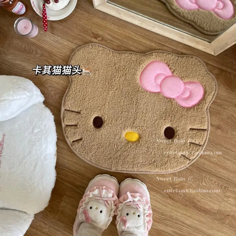 Sanrio Homemade Carpet, Cute Hello Kitty Plush Carpet Bathroom Absorbent Carpet Girly Heart Bedside Foot Mat Girl Gift