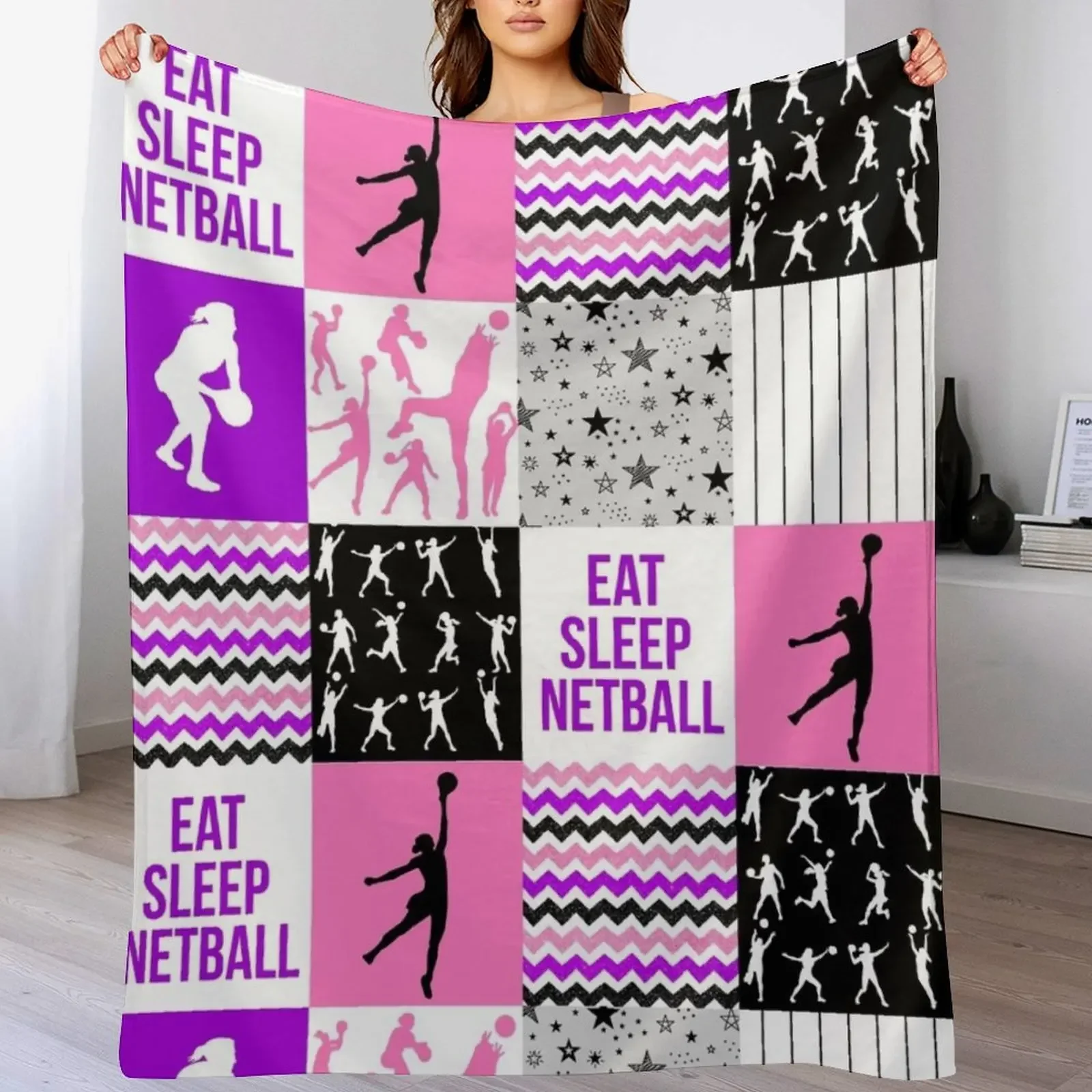 

Netball Shape Pattern Purple Gift for Netball Lovers Throw Blanket Quilt Loose Personalized Gift anime Blankets
