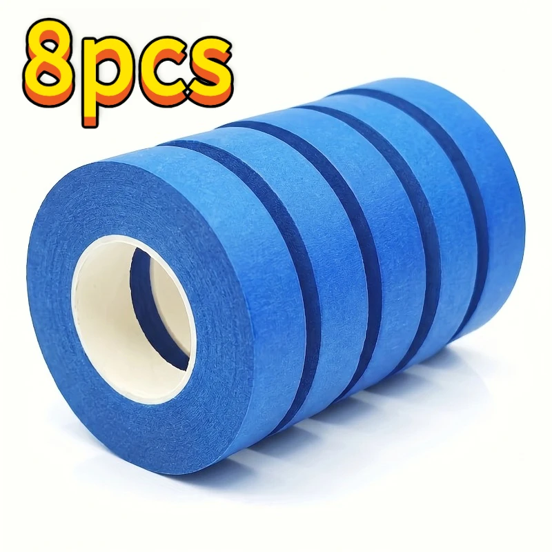 Blue Masking Tape 8 Rolls, No Residue Multi-for Surface for Car Painting, Home Office School Art Crafts Labeling, Ideal