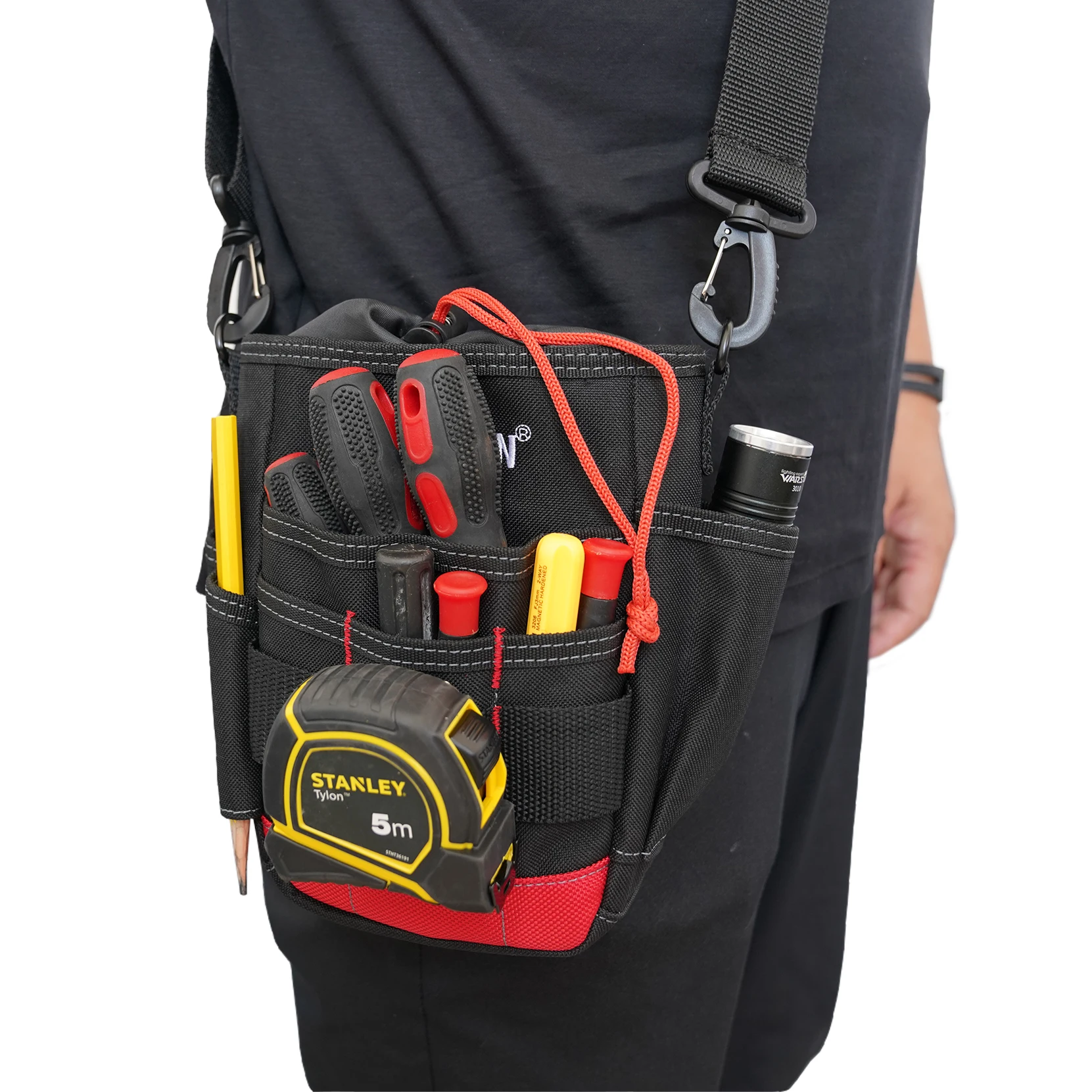 Small Electrician Tool Pouch Utility Ziptop Tool Belt Bag,Compact Top Drawstring Closure Tool Pouches