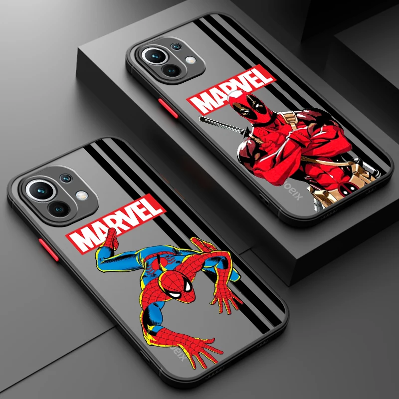 SpiderMan Deadpool Heroic Frosted Translucent For Xiaomi Mi 13 12 12T 11T 11 11i 10T 10 9T Pro Lite Ultra 5G Soft Phone Case