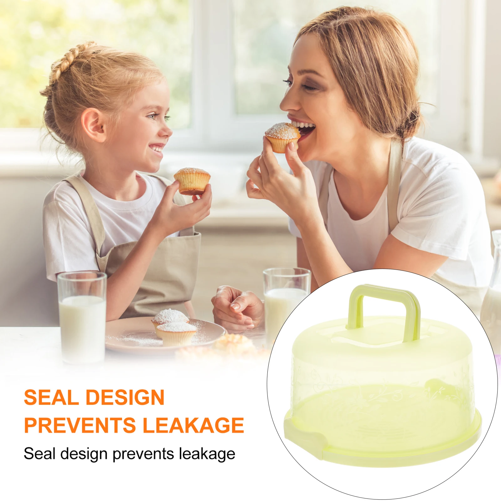 

Cake Pastry Carrier Portable Box Plastic Round Container with Handle Carrying Travel