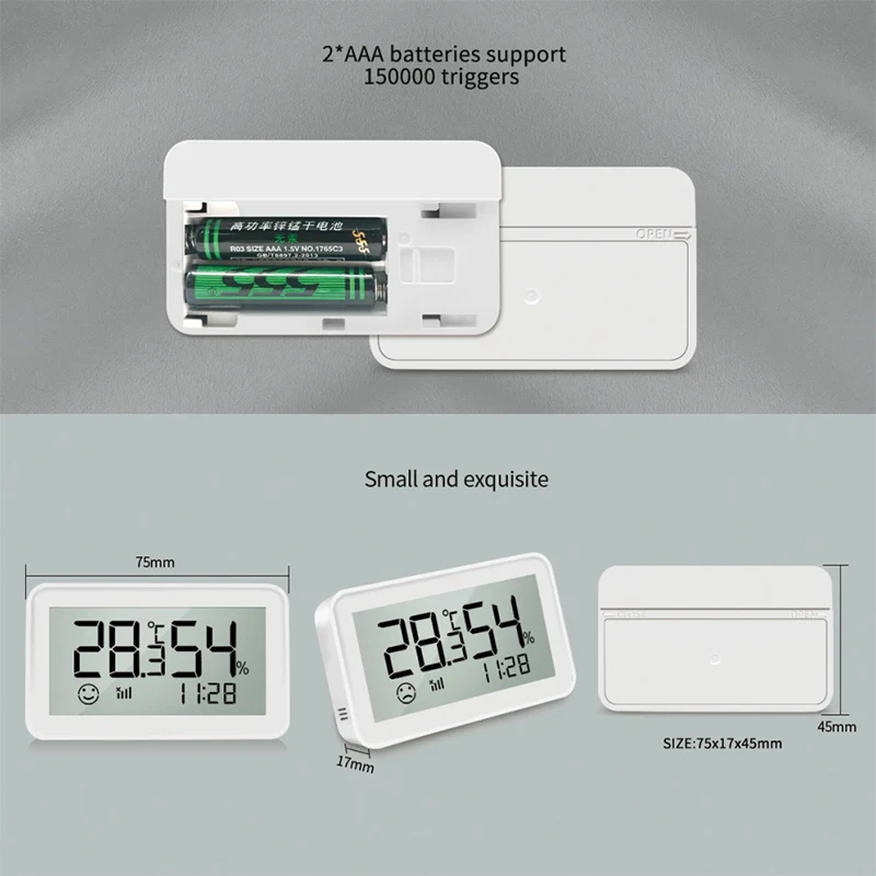 Tuya Smart Desktop Temperature Humidity Sensor With LCD Screen, App Remote Monitoring Smart Home Integra,Work With Alexa/Google