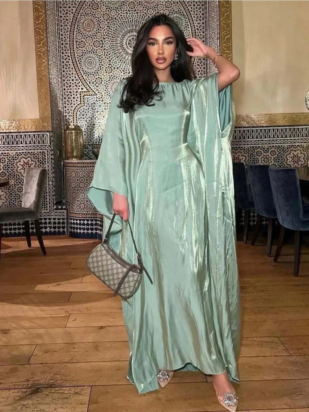 

Eid Women Dress Abaya Muslim Ramadan Jalabiya Bat Sleeve Party Dresses Dubai Long Robe Morocco Kaftan Islam Vestidos Largos 2025