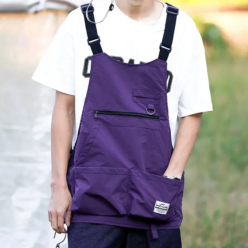 Adjustable Shoulder Strap Vest Apron with Multiple Pockets for Men's and Women's Milk Tea, Coffee Shops, Hair Salons, Workwear