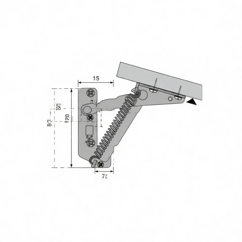 Metal 80 Degree Scissor Hinge Cabinet Door Lift Support Folding Sofa Hardware Furniture Accessories Industrial Supplies