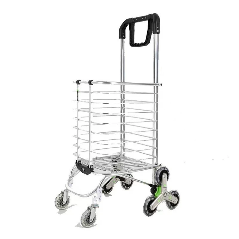 Reinforced shopping cart climbing stairs hand-pulled cart household folding trolley cart pulling goods portable shopping trolley