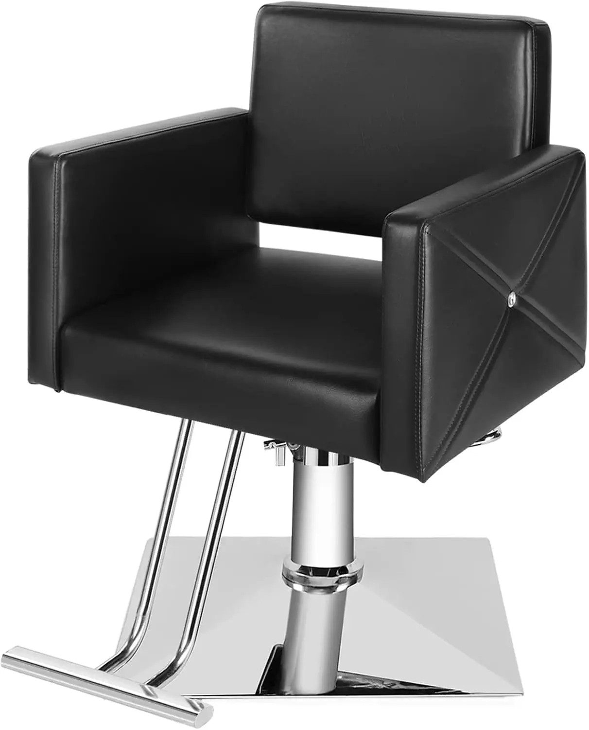 Hydraulic Salon Chair For Hair Stylist, 360 Degree Swivel Height Adjustable Beauty Spa Chair, Heavy Duty Styling Seat For Braiding Hairdressing Salon Station Black