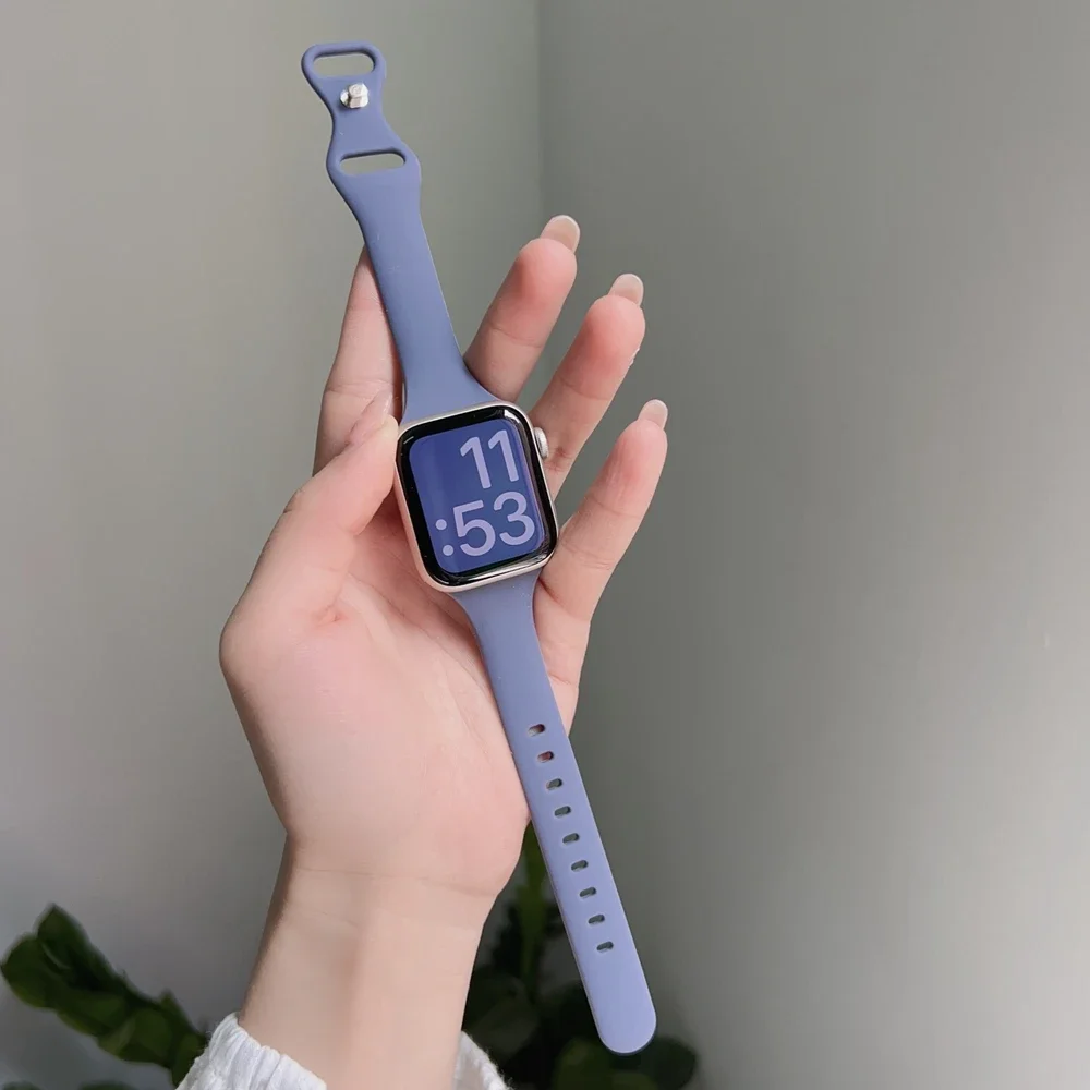 Correa in silicone per cinturino Apple Watch per donna 38mm 40mm 41mm 42mm 44mm 45mm 49mm sottile per cinturino iWatch