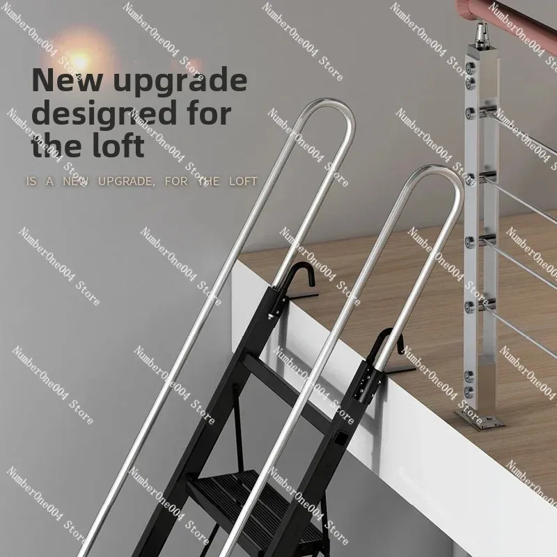 Household aluminum alloy attic ladder, ten step escalator, indoor and outdoor thickened engineering ladder, mobile folding teles