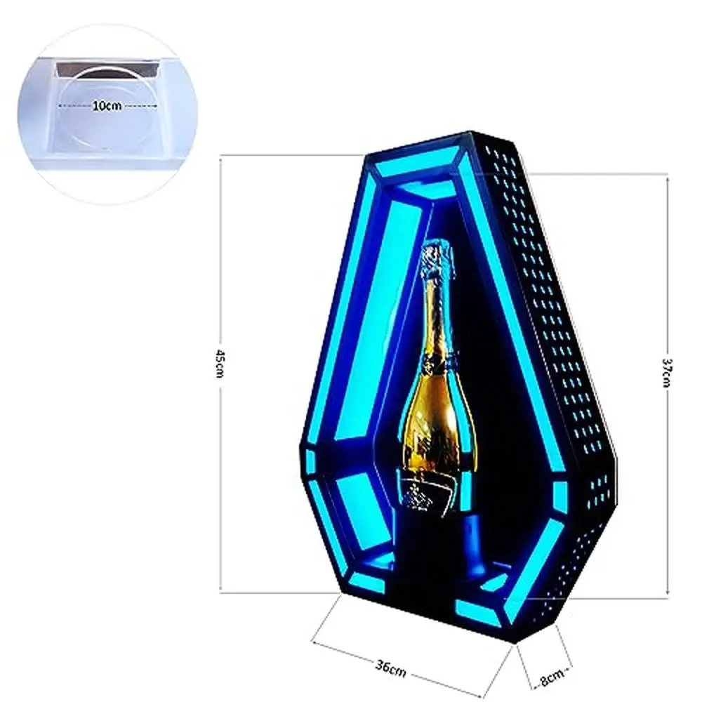 LED Lighted Liquor Bottle Display Shelf Ace of Spade Champagne Presenter Acrylic Capacity Wine Rack Party Sparkler Charger