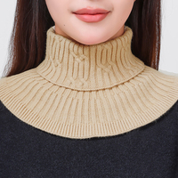 Winter Knitted Cotton Ring Scarf Solid Color Woman Soft Neck Protection Scarf Outdoor Warmer Fake Collar Scarf  25*17cm