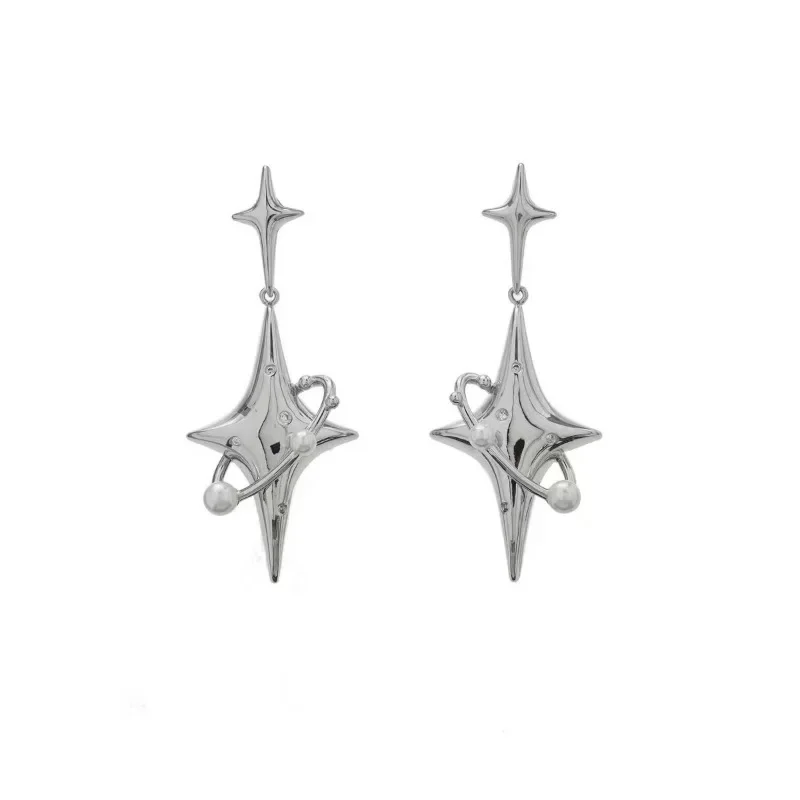 Korean Fashion Star Drop Earrings Hot Girl Harajuku Creative Planet Imitation Pearl Crystal Stars Earring for Women Y2K Jewelry