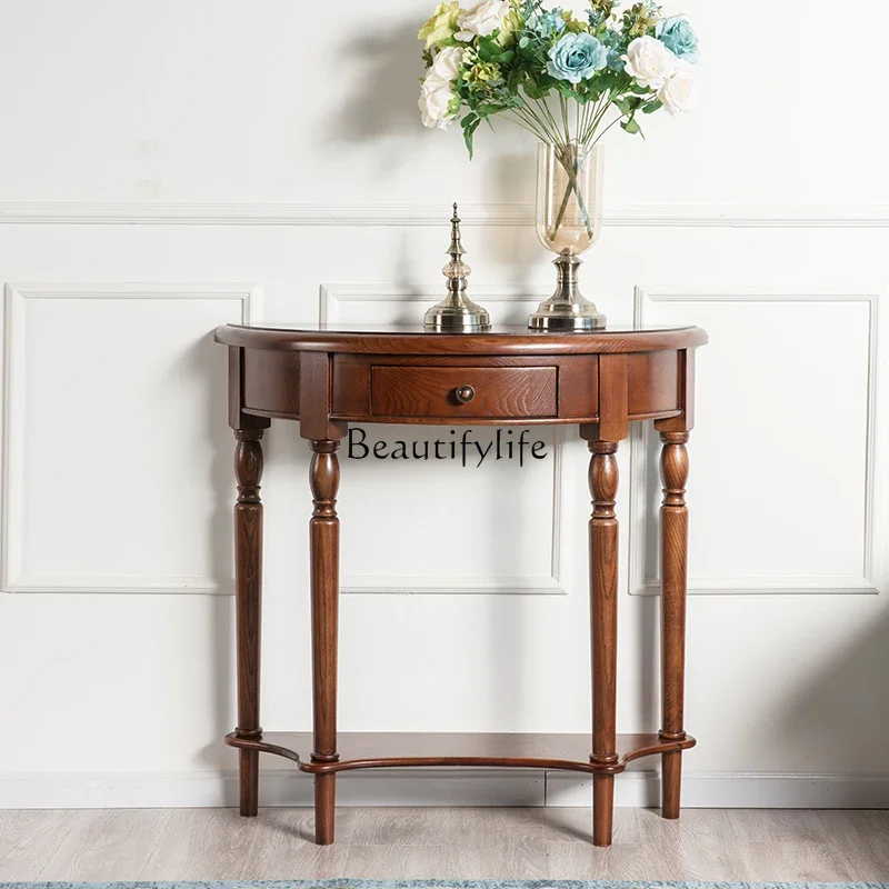 American solid wood porch cabinet American retro aisle porch table on the back of the wall